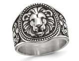 Men's Antiqued Stainless Steel Lion Ring